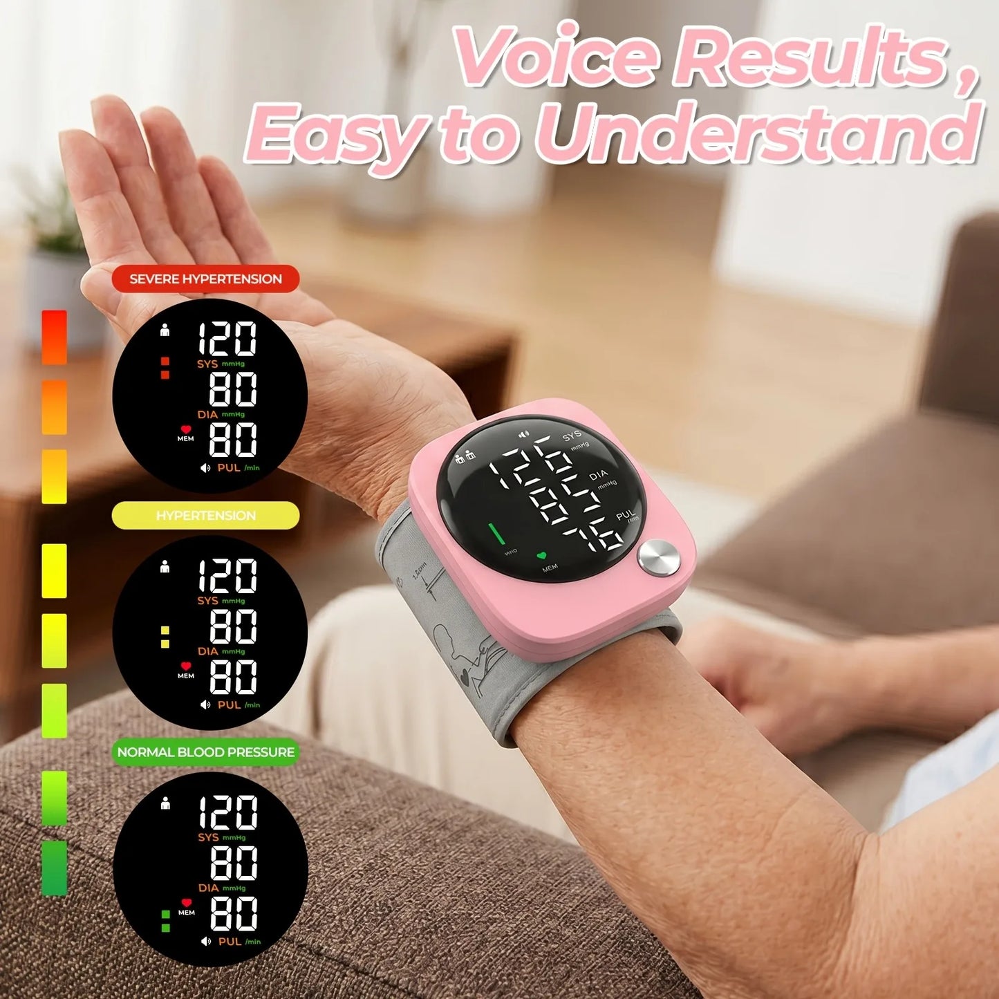 Automatic Wrist Blood Pressure Monitor with Adjustable Cuff, Large LCD Display & Voice Broadcast. Features Irregular Heartbeat Detection, Pulse Monitor & USB Charging. Accurate BP Machine, Ideal Gift for Parents &. 2x99 Memor
