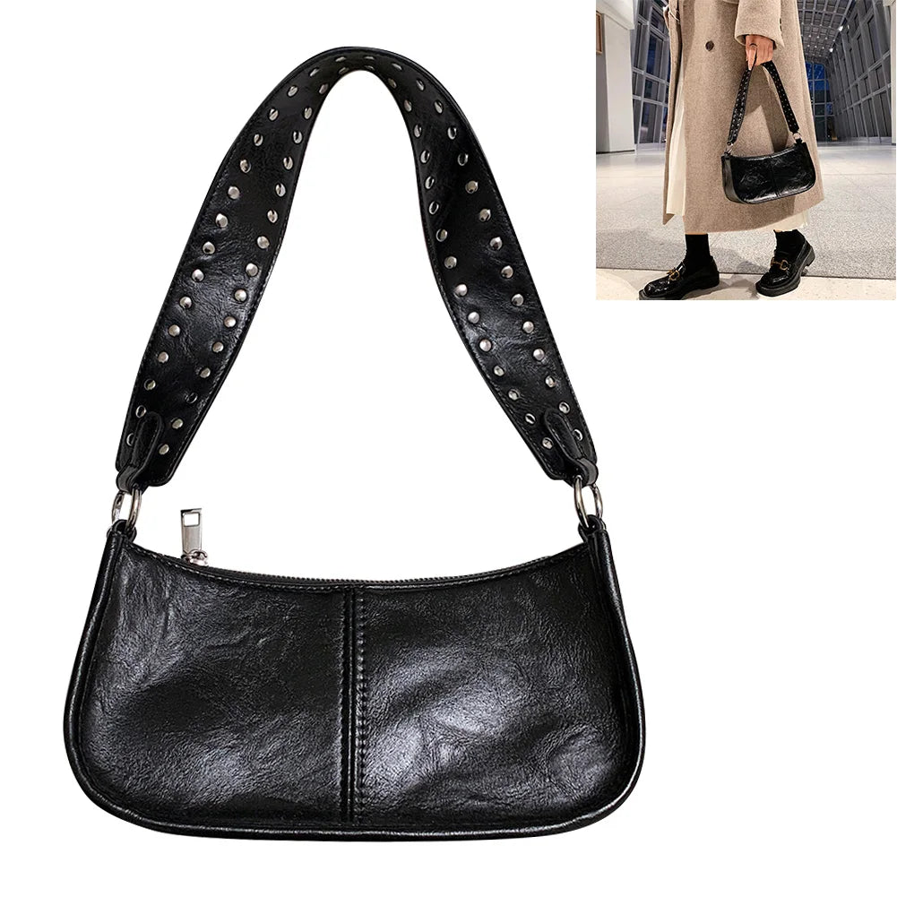 Women Retro Shoulder Bag Adjustable Strap Underarm Satchel Bag Casual Vintage Armpit Bag Crossbody Sling Bag Girl Stylish Purse