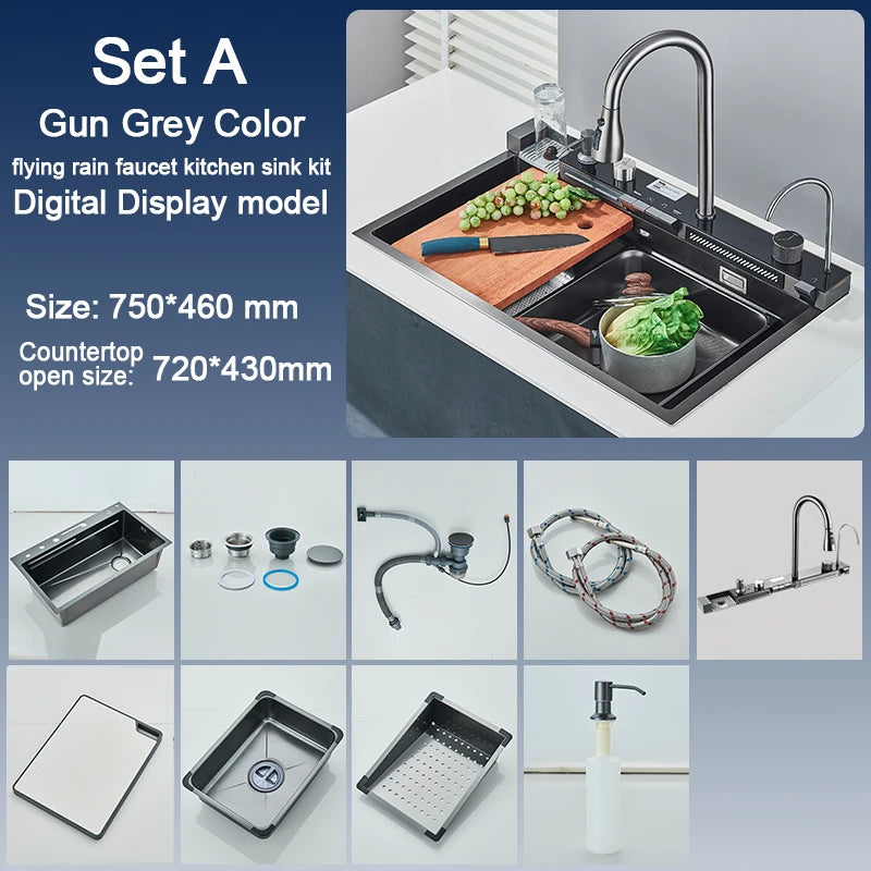 Rozin 304 Stainless Steel Kitchen Sink With Digital Faucet