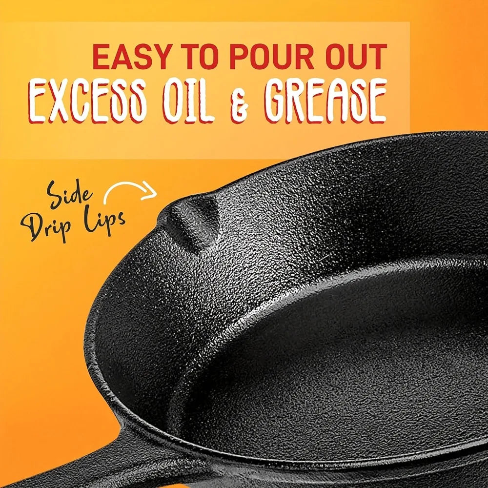 DIAMRI Cast Iron Skillet Set Nonstick Heavy Duty Pans