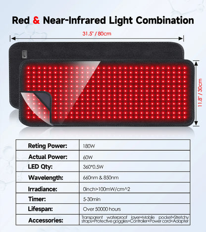 Updated Red Light Therapy Heating Pad for Body Device Cushion Mat Waist Back Shoulder Muscle Pain Relief Relax Infrared Light