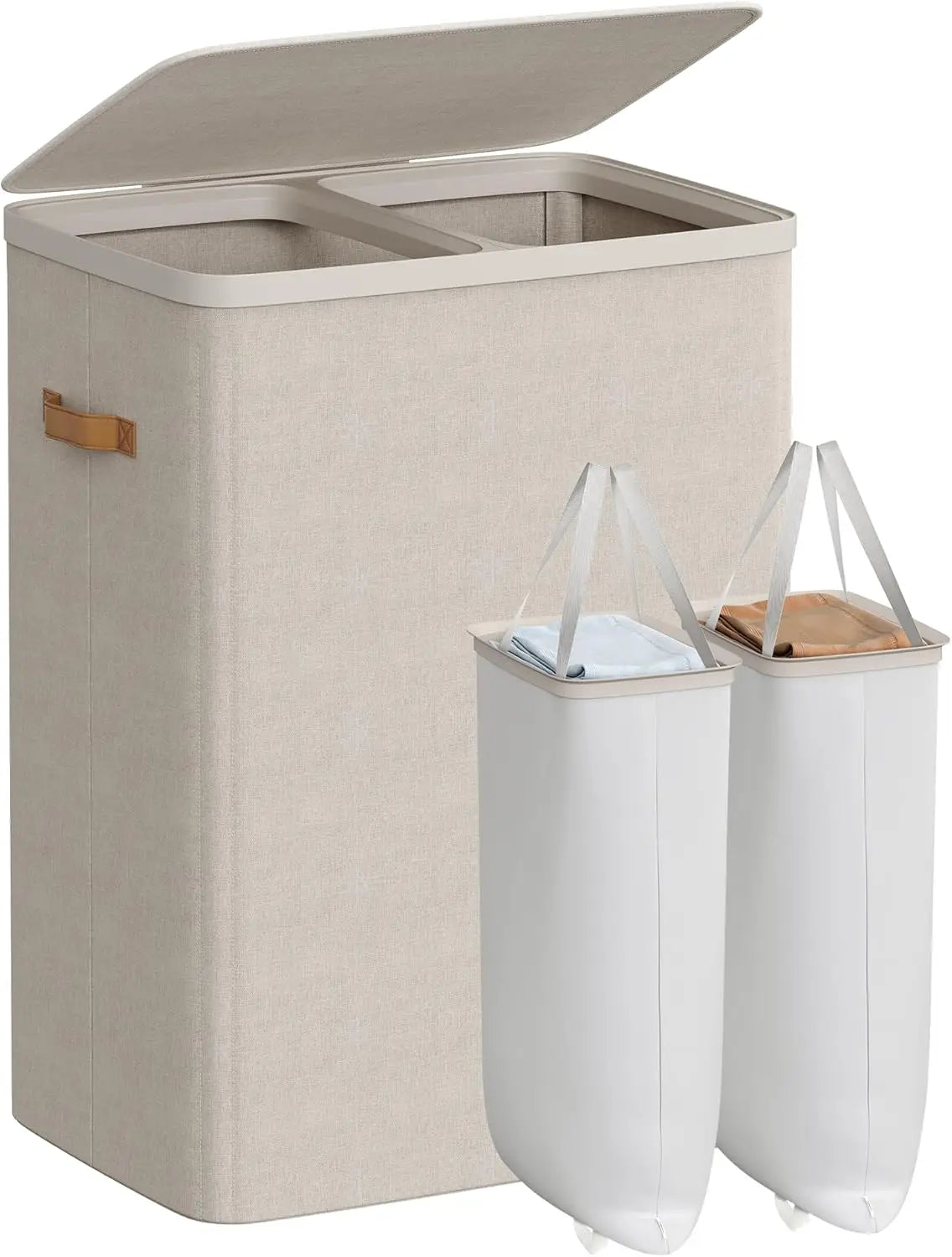 Two Compartment Laundry Basket With Lid For Sorting
