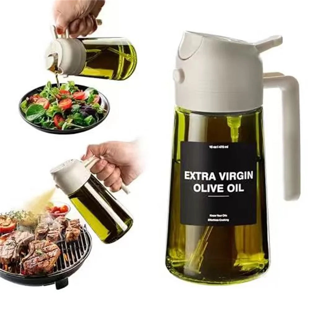 DUTRIEUX Glass Olive Oil Dispenser And Spray Bottle 2 In 1