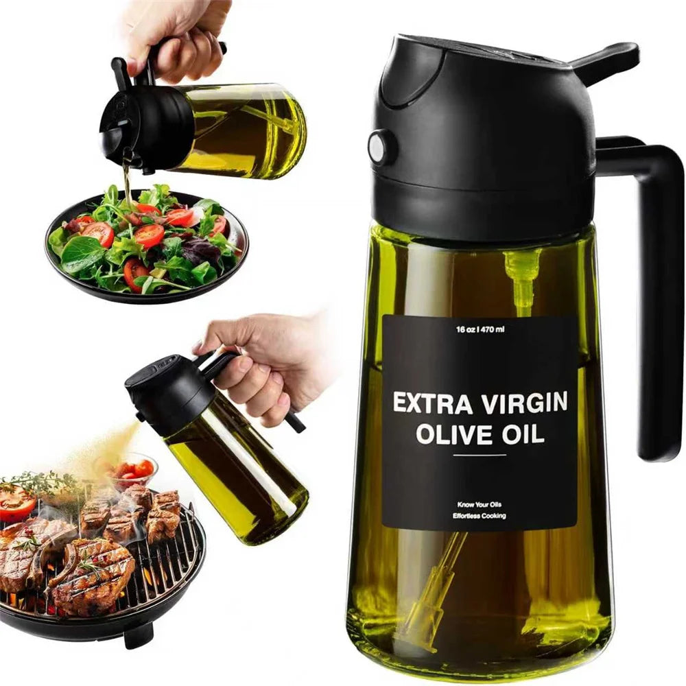 DUTRIEUX Glass Olive Oil Dispenser And Spray Bottle 2 In 1