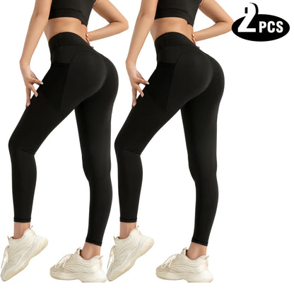 Women 2 Pack Tie Dye Hollow Out Side Leggings High Waist Butt Lifting Stretch Fitness Sports Pants