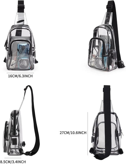 Clear PVC Stadium Sling Crossbody Bag Adjustable Shoulder Pack For Concerts
