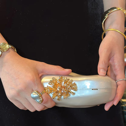 Acrylic Flower Shell Clutch Handbag for Women Wedding Evening Events