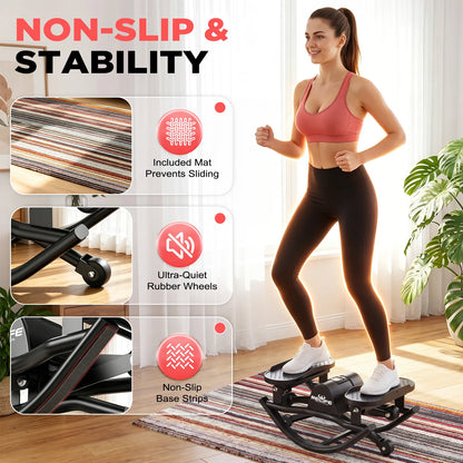 3D Lateral Rocking Stepper With Resistance Bands For Body Workout