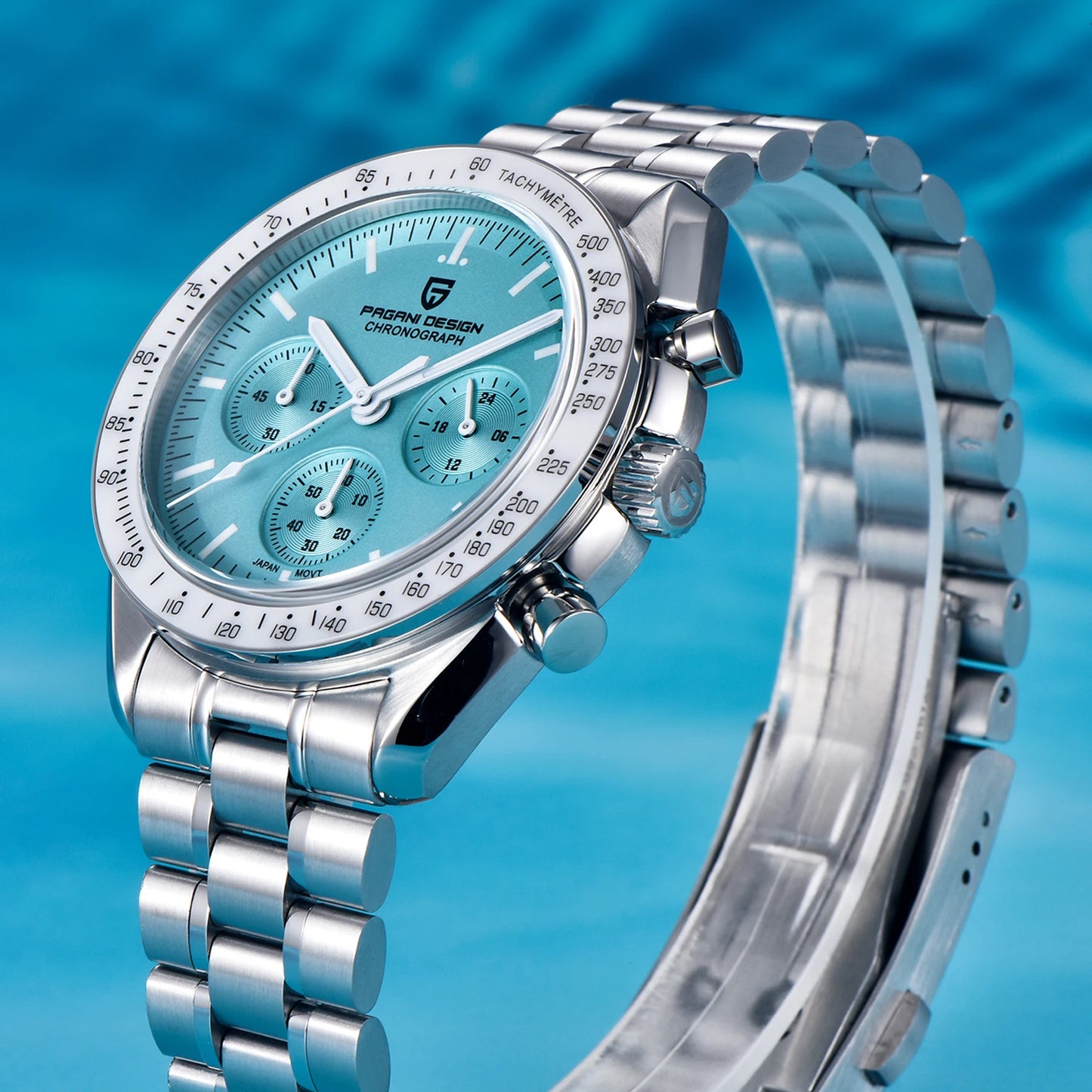 PAGANI DESIGN Moon Mens Watch Chronograph Quartz Automatic Waterproof Sapphire