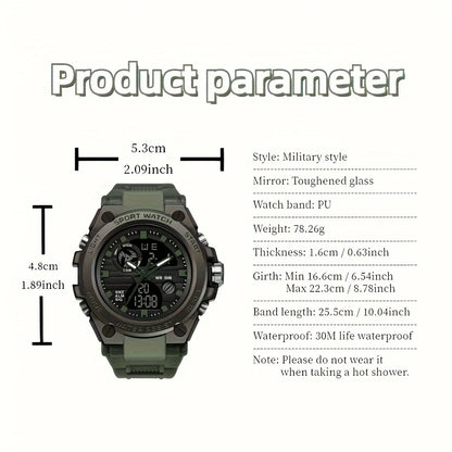 Men Outdoor Digital LED Stopwatch Wristwatch With Dual Display