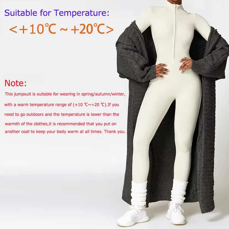 Winter Plush Yoga Jumpsuits Warm Women's Tracksuits Ski Fitness Overalls Long Sleeves Cycling Bodysuit One-Piece GYM Sports Suit
