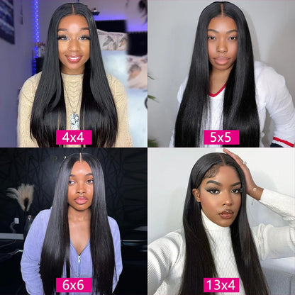 30 40inch Straight Human Hair Bundles with 5x5/6x6 Closure Brazilian Raw Bundles 100%Human Hair 13x4 Frontal Closure And Bundles