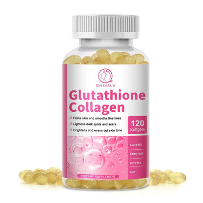 BBEEAAUU Collagen Glutathione Capsules Skin Whitening Supplement Antioxidant Support Liver Detoxification Improvement Skin Slack