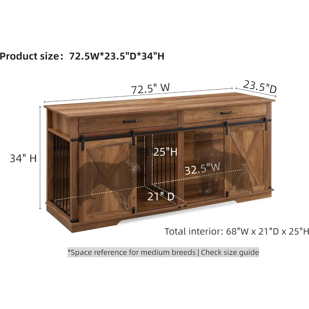 Premium Handcrafted Solid EngineeredWood ExtraLargeCapacity Dog Kennel For Two Dogs