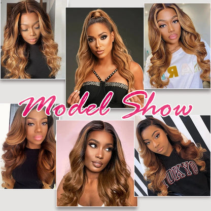 12A Ombre Body Wave Bundles Human Hair With Closure Unprocessed Virgin Hair Brazilian Ombre Colored 3/4 Bundles With Closure