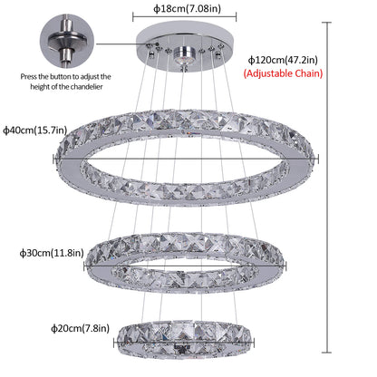 Vinilky Crystal Pendant Light With Remote Control For Living Spaces