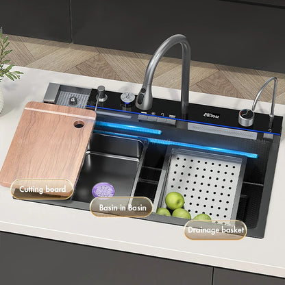 MYQualife 304 Stainless Steel Waterfall Sink With Faucet