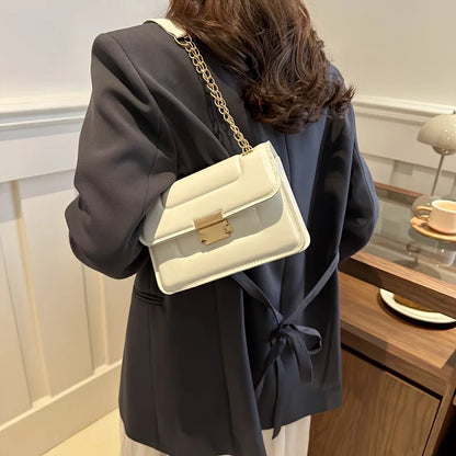 Bamboo Chain Crossbody Bag For Women Classic Mini Square Shoulder Elegant Purse Silk Lining