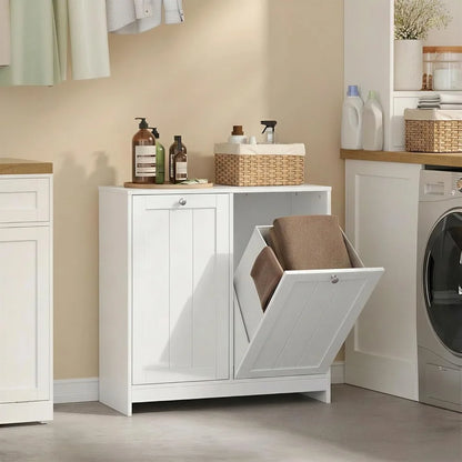 Tilt-Out Double Laundry Hamper Cabinet with 2 Removable Baskets, for Bathroom, Laundry Room