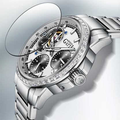 Bonest Gattic Automatic Skeleton Watch Stainless Steel Strap