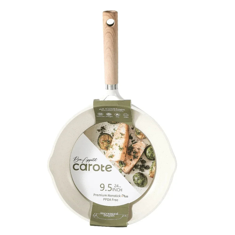 24cm Nonstick Frying Pan Granite Coating Induction Skillet Heavy Duty Omelet Pan Easy Clean Safe Cookware