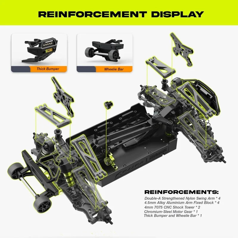 One Tenth Scale Brushless Off Road Monster Truck RC Car Waterproof High Speed 50MPH Performance Ready