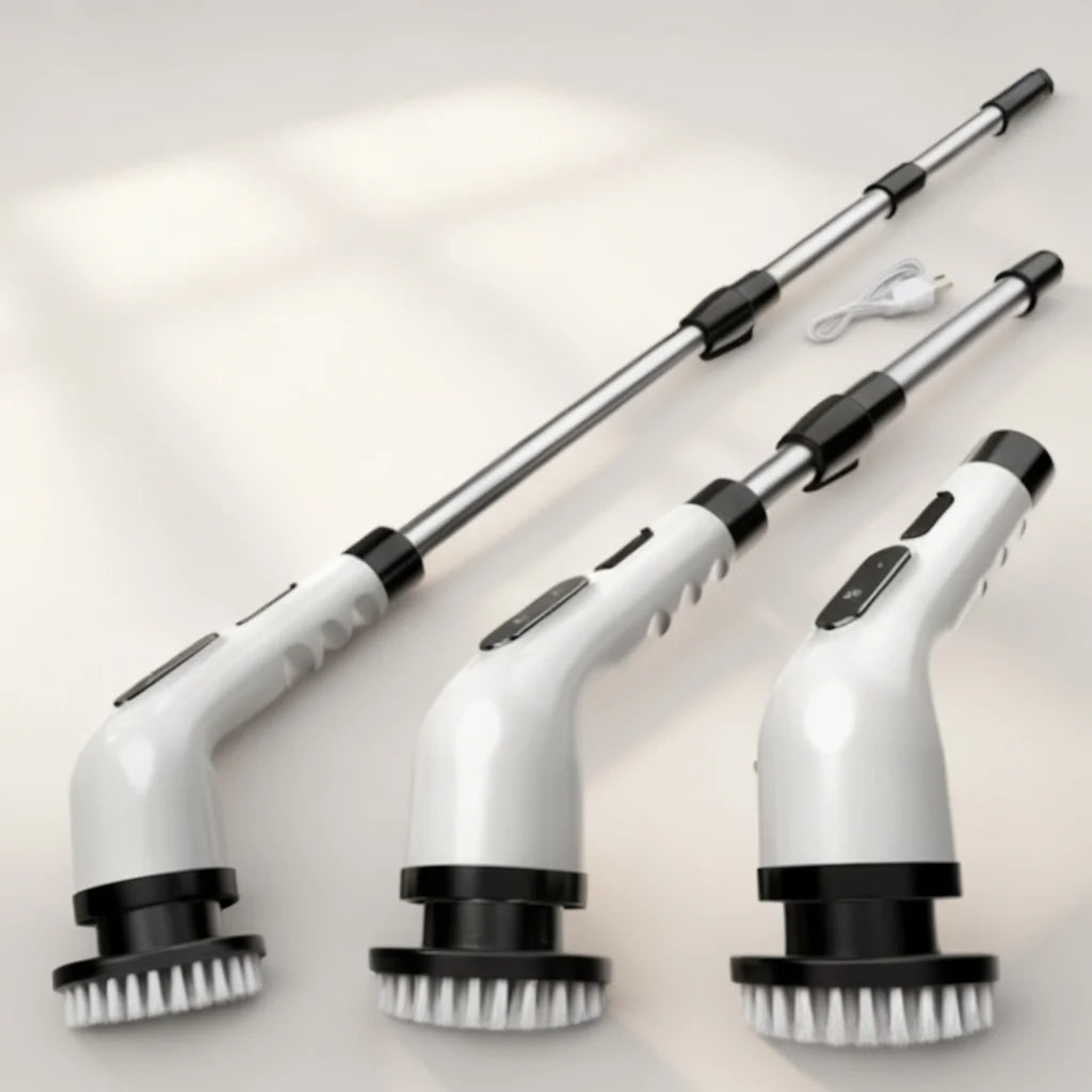 Rechargeable Electric Spin Scrubber With Interchangeable Cleaning Brush Heads