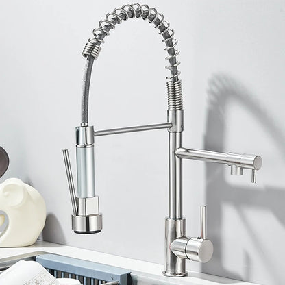 SHBSHAIMY Spring Kitchen Faucet Pull Down Dual Swivel Spout Hot Cold