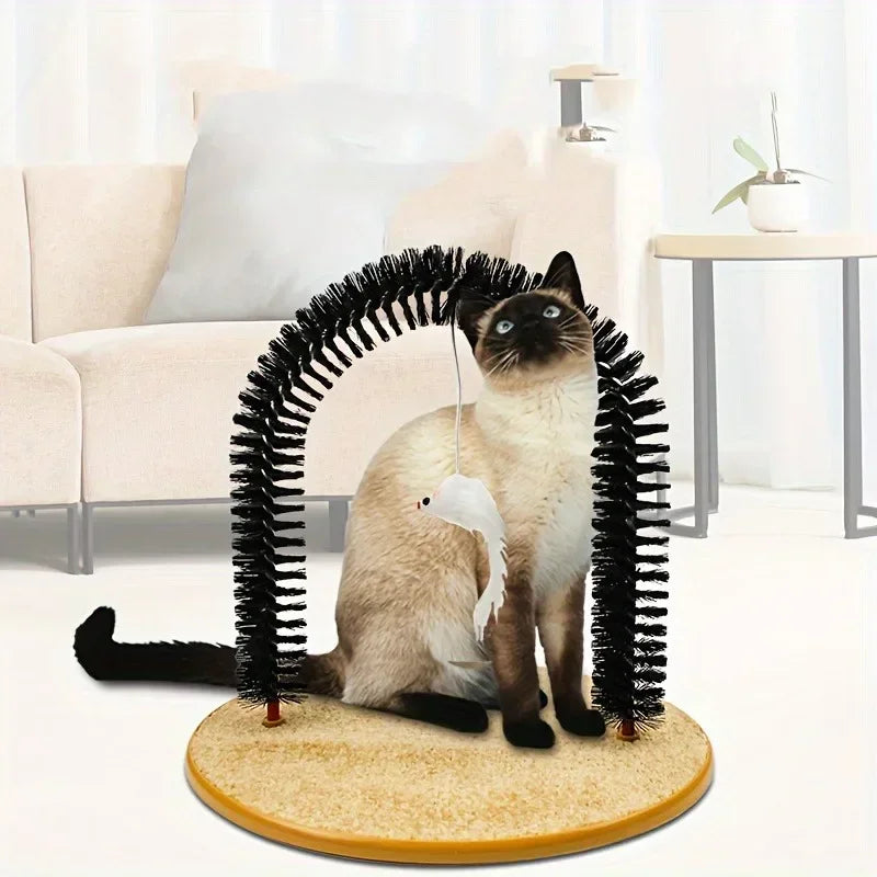 Cat Arch Self Grooming and Massage Toy Hair Brush Cat Scratching Toy for Cats Kittens Interactive Toys