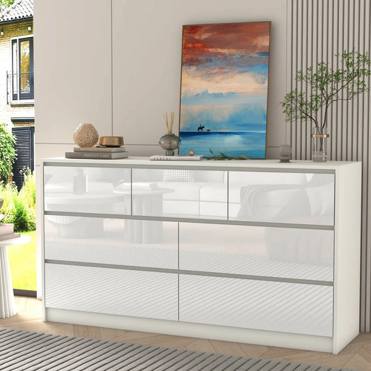 QiaoShiRen Modern Dresser With High Gloss Wood Finish