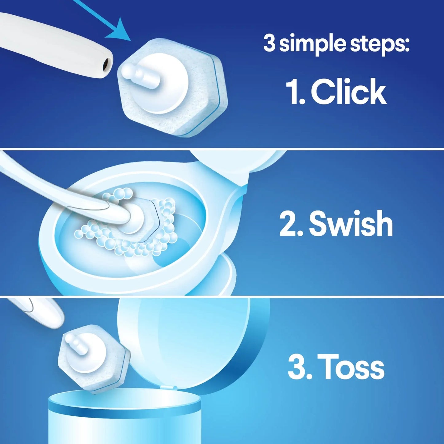 Disposable Toilet Brush Cleaning System With Disposable Scrubbing Pads
