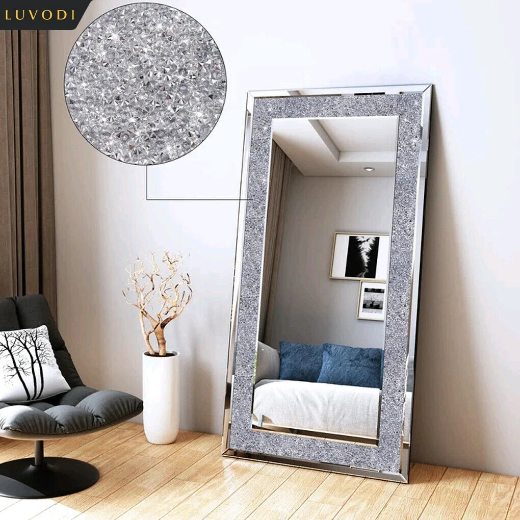 LUVODI Frameless Diamond Rhinestone Mirror Wall Mount