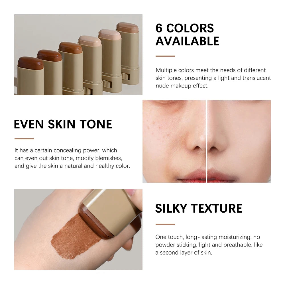 2pcs/set Skin Tint Foundation Stick Serum Boosted Smooth Plumper High Coverage Travel Bronze Concealer Long Lasting Makeup