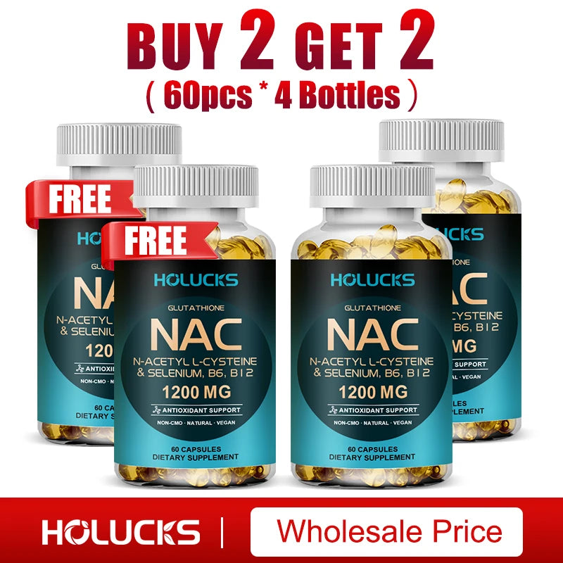NAC Glutathione Food Supplement, Detox & Antioxidant, Anti-Aging, for Liver Health, Immune Support, Skin Care, Hair, Nails