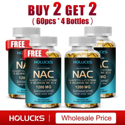 NAC Glutathione Food Supplement, Detox & Antioxidant, Anti-Aging, for Liver Health, Immune Support, Skin Care, Hair, Nails