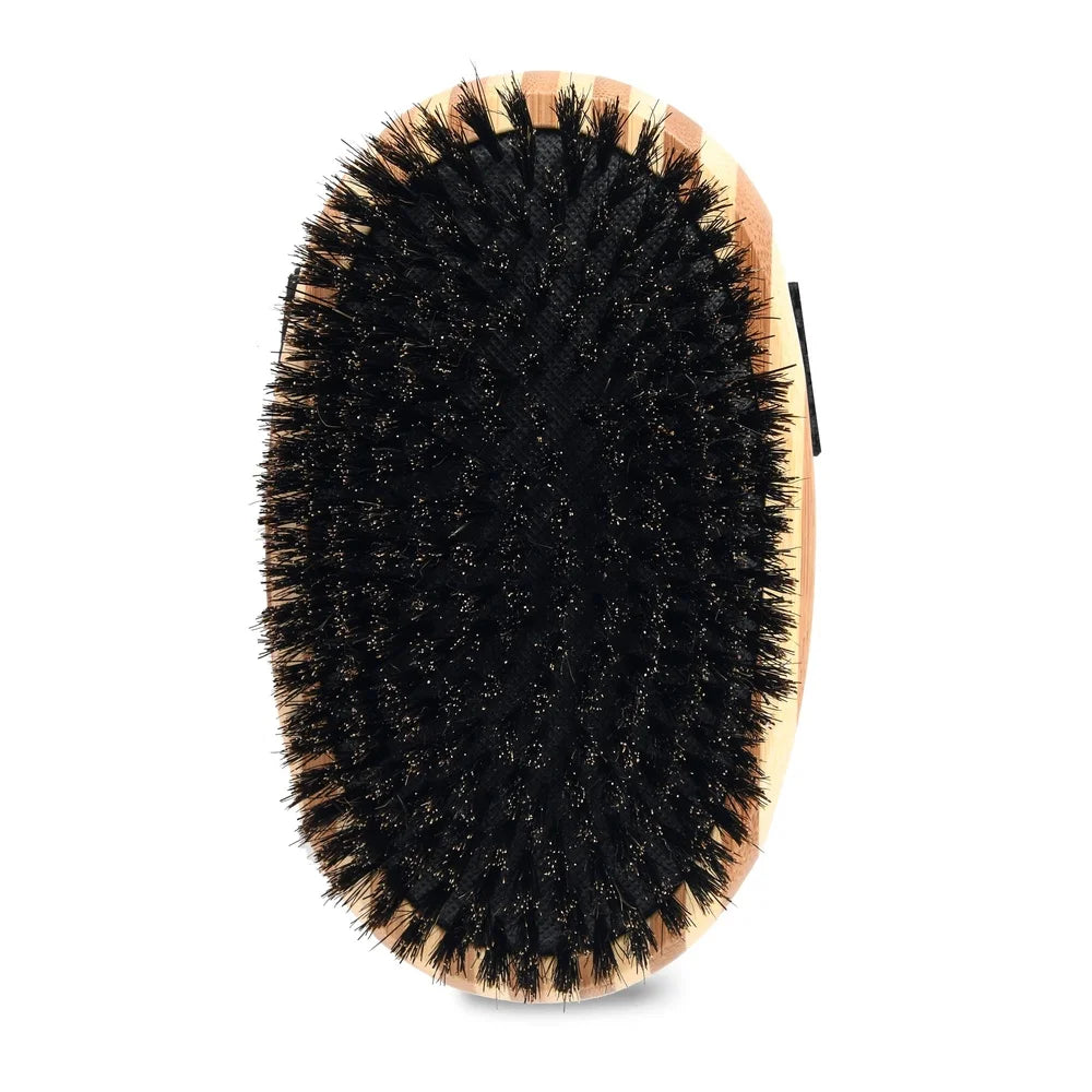 Bamboo Palm Pet Brush Ergonomic Design Natural Bristles Coat Smoothing Massage Stimulates Oil Glands Prevents Dry Skin All Coat