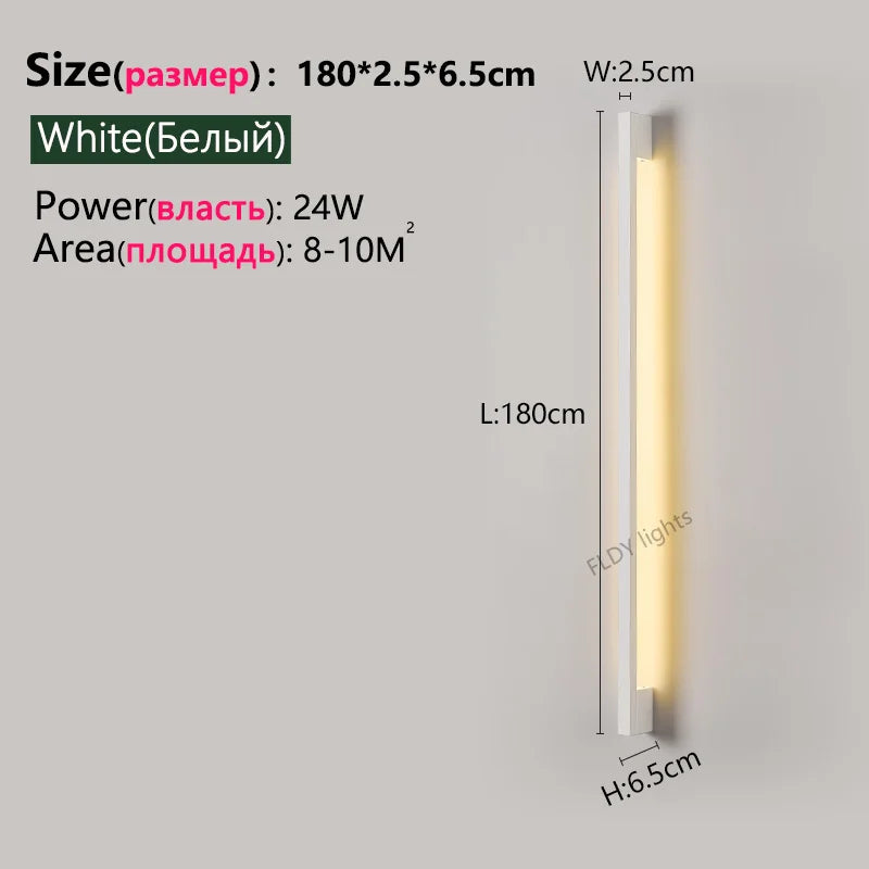 Modern Minimalist Long Wall Lamp LED Wall Mounted Light Indoor Living Room Bedroom Background Lamp Home Decora Fixtures 110/220V