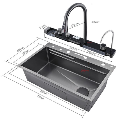 MYQualife 304 Stainless Waterfall Sink Faucet Set Digital