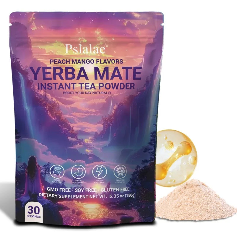 PslalaeCharge Yerba Mate 3-in-1 Energy Supplement Lions Mane Mushroom