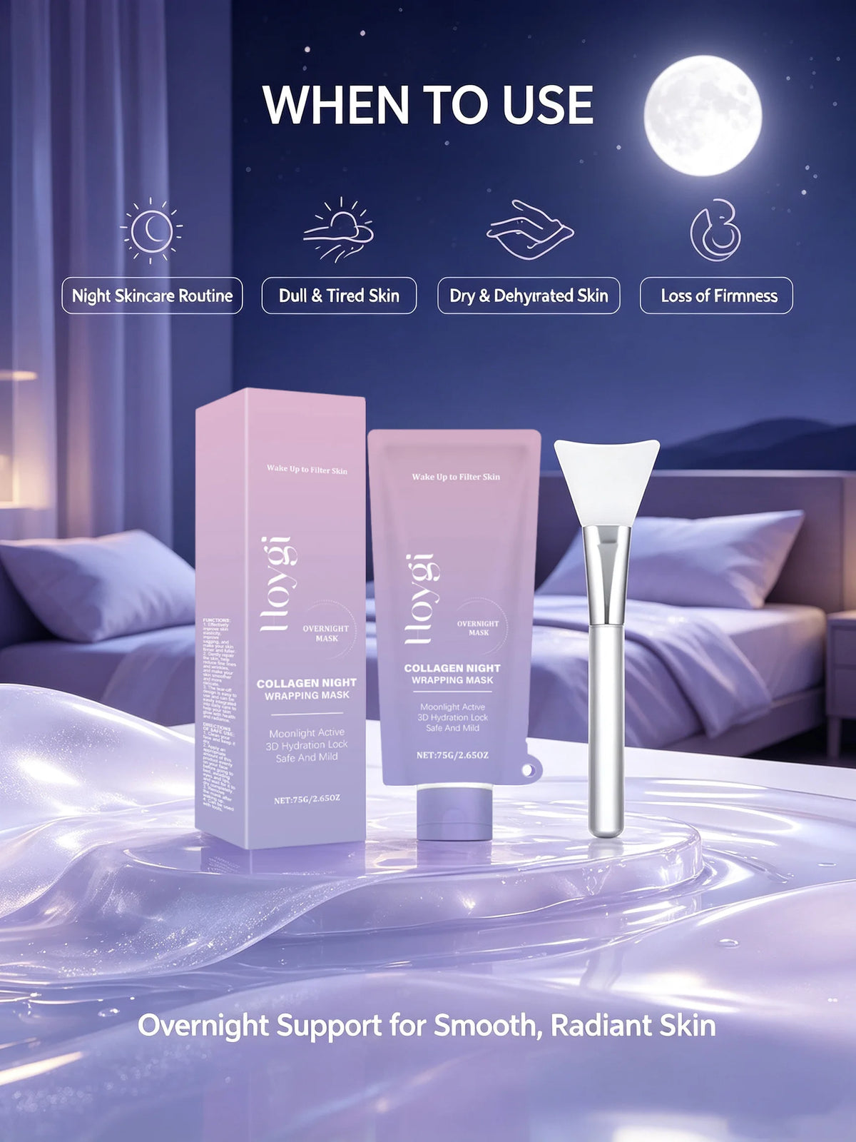 Hoygi Collagen Night Wrapping Mask for Firming Hydration and Glow