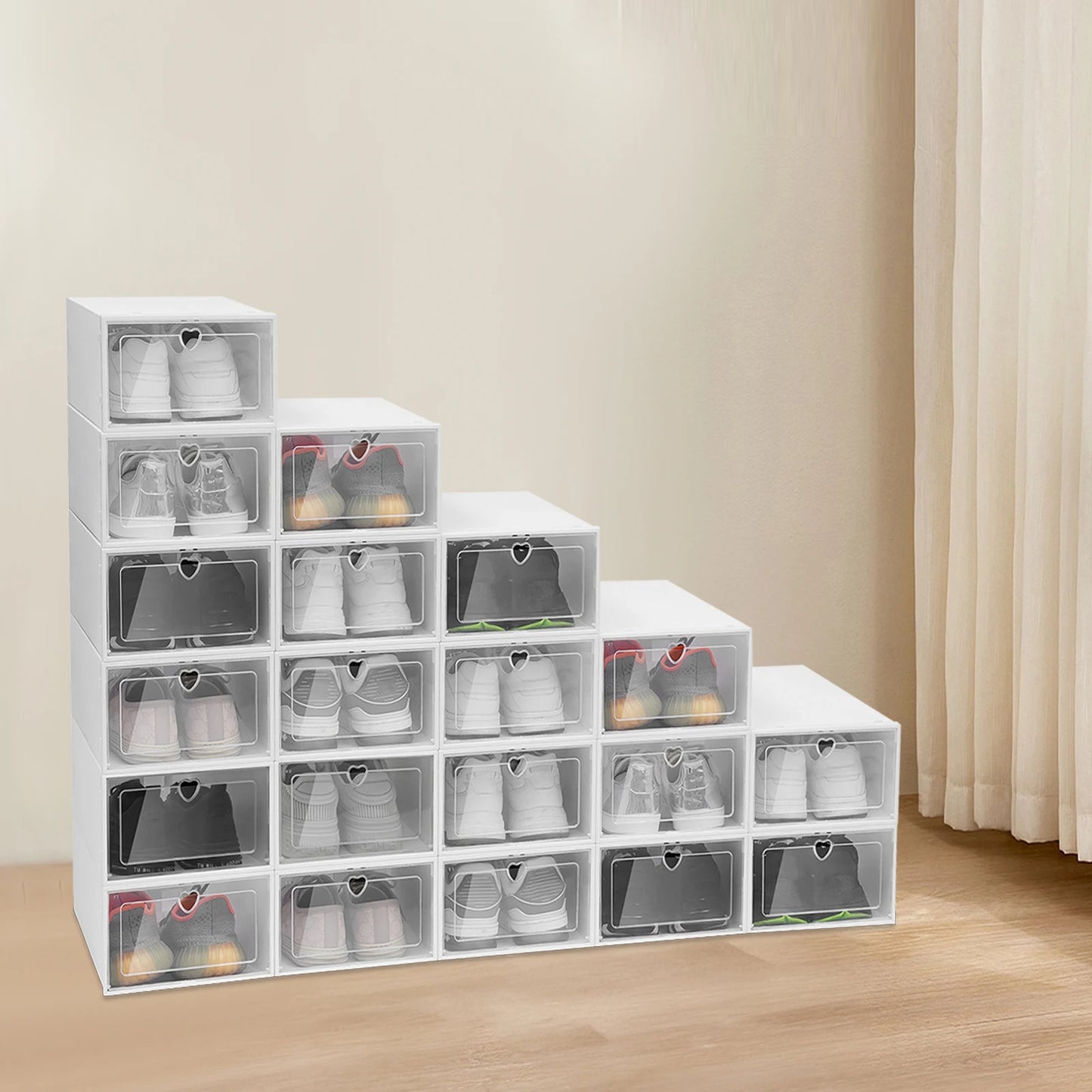Sichuan 20 Pcs Stackable Shoe Storage Box With Flip Up Door