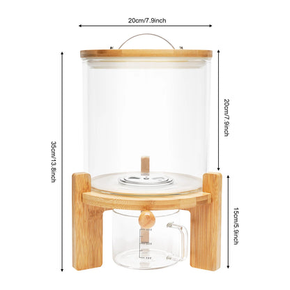 5L Cereal Dispenser Flour Rice Storage Container Glass Tank W/ Lid Measuring Mug For Pantry Organization And Storage