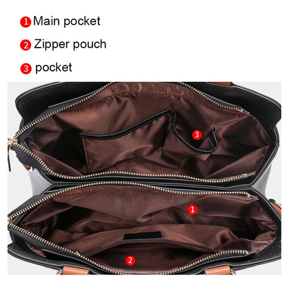 Genuine leather cowhide ladies handbag large capacity briefcase detachable shoulder strap one-shoulder crossbody underarm bag