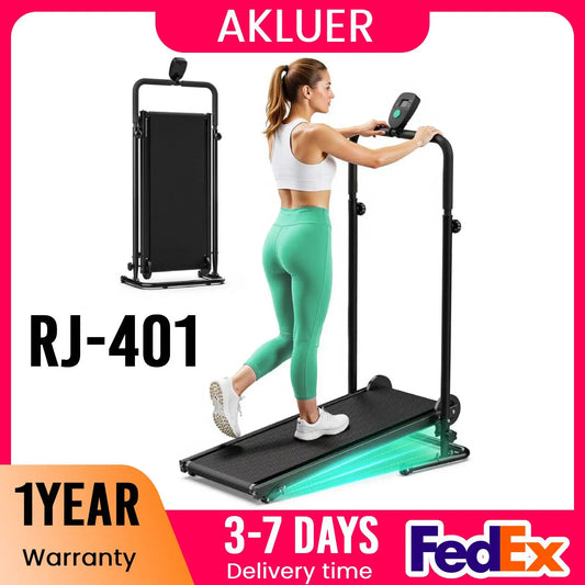 AKLUER Motorless Treadmill with Dual Flywheel and LCD Monitor