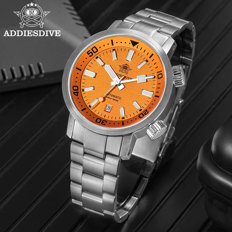 ADDIESDIVE 200M Auto Diving Watch Men Japanese 8215 Sapphire Stainless Steel Luminous Mechanical Diving Wristwatch BGW9 Dials Pr