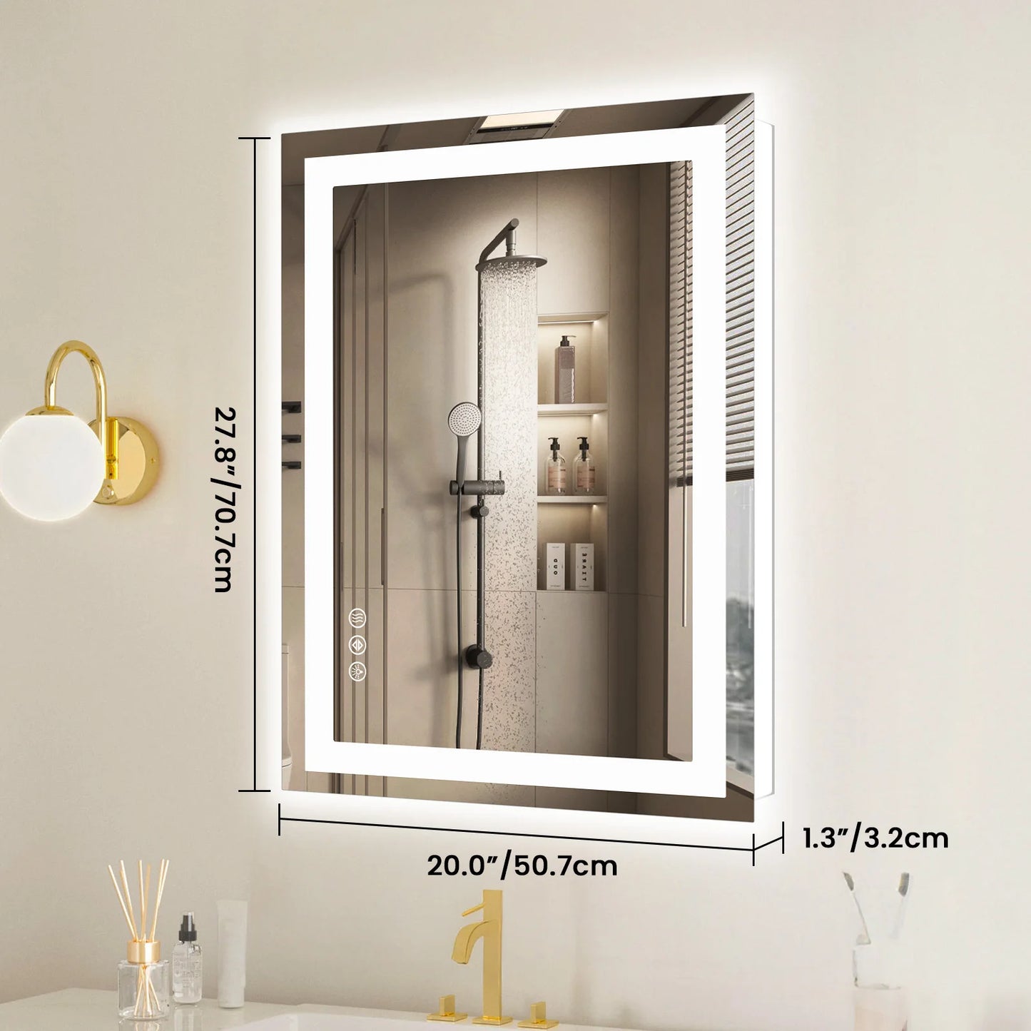 JHK LED Vanity Mirror Memory Function Front and Backlit