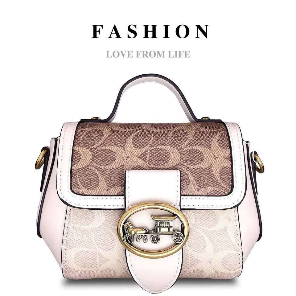 New minimalist and fashionable small handbag, contrasting color women's bag, high-end carriage crossbody bag, portable box bag