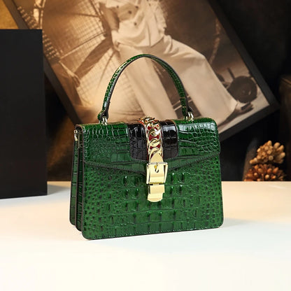 HYLHMC Women's Genuine Leather Crocodile Shoulder Crossbody Handbag