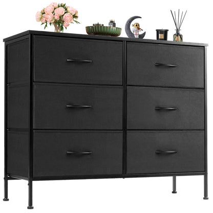JHK Six Drawer Fabric Storage Nightstand With Metal Frame