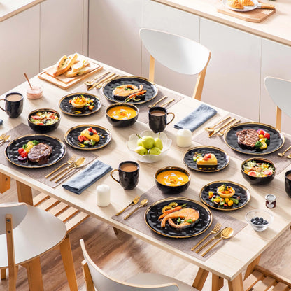 MALACASA Porcelain Dinnerware Set With Gold Trim Tableware